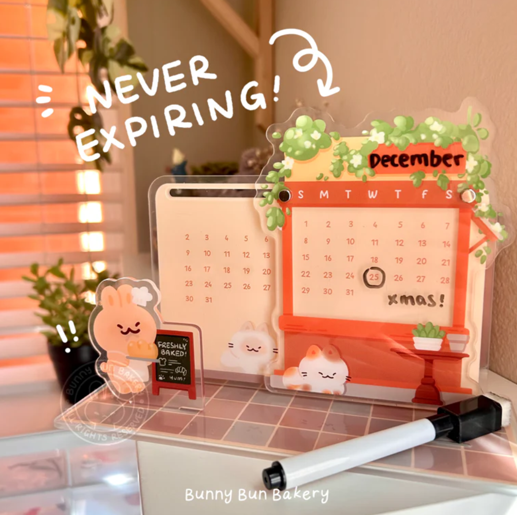 Never Expiring Calendar Standee - Inside Bunny Bun Bakery