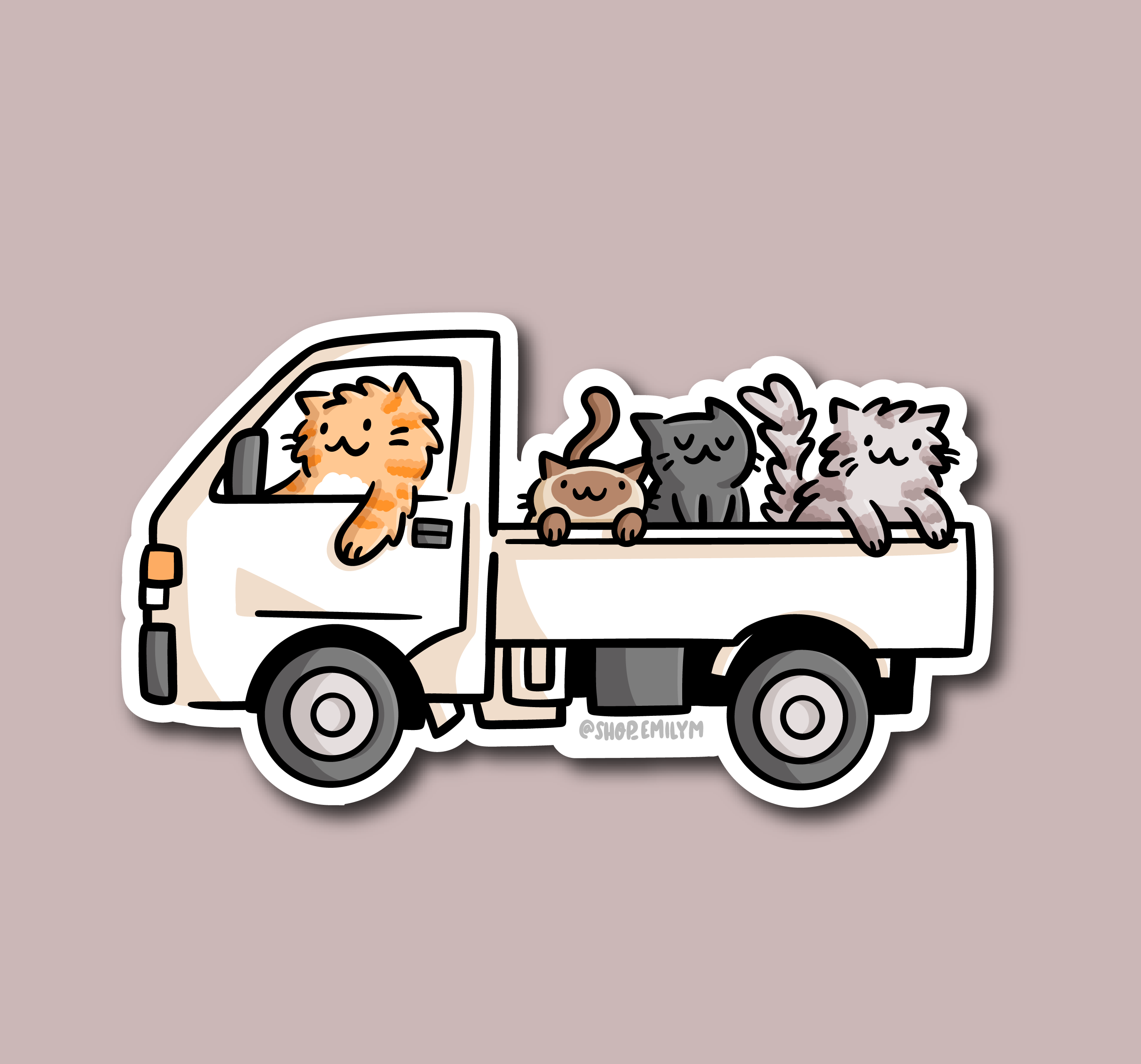 Kei Truck Cats Sticker