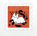 Spooky Cute Ghost Cat - stamp shaped sticker