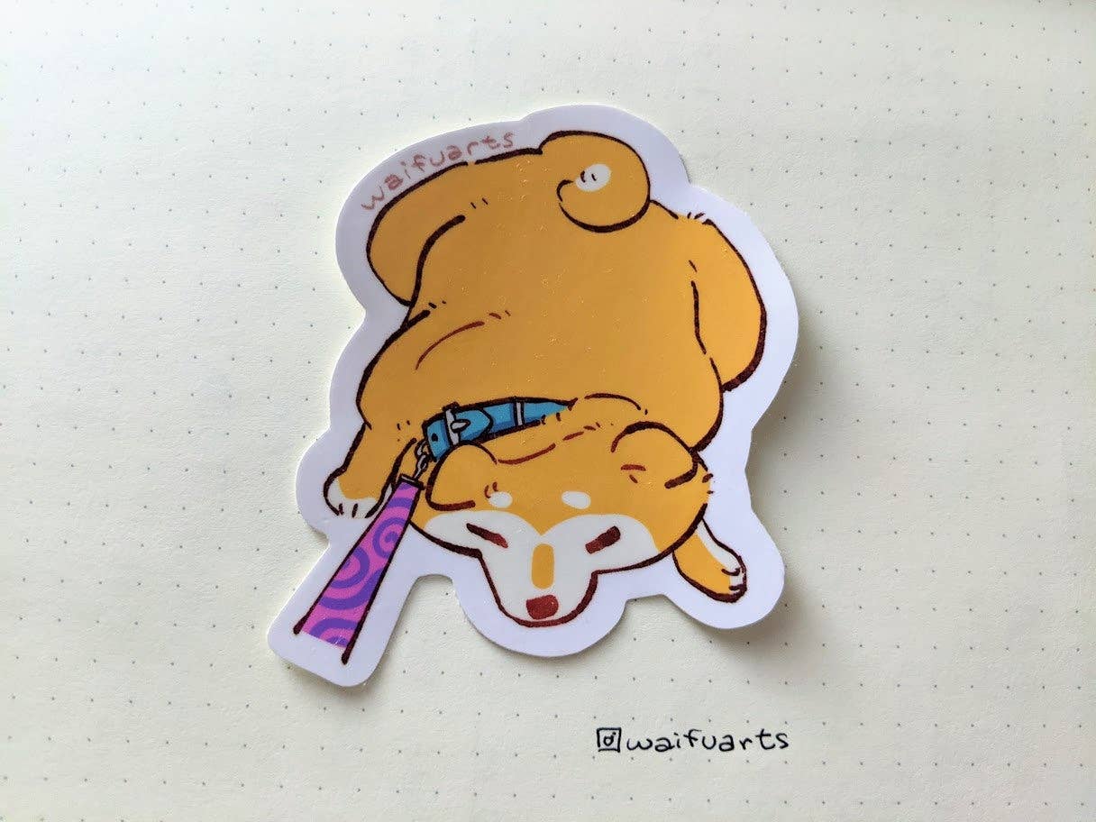 Reluctant Shiba Inu Vinyl Sticker #1