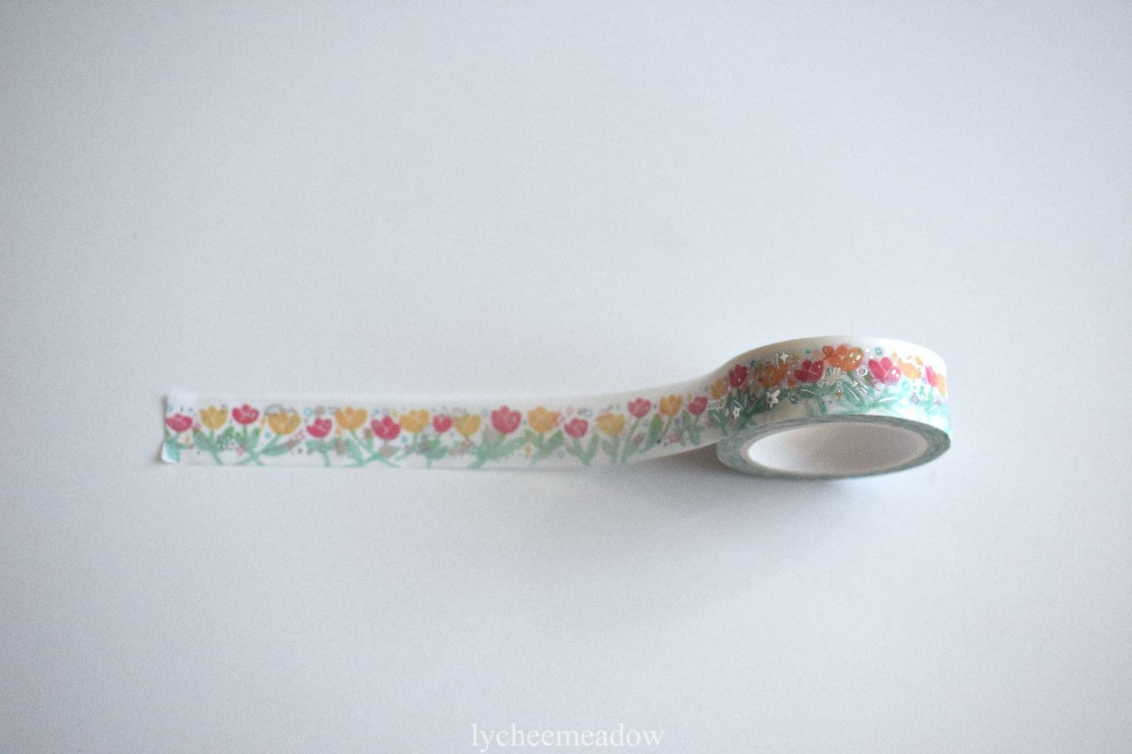 Tulips Silver Metallic Foil Washi Tape