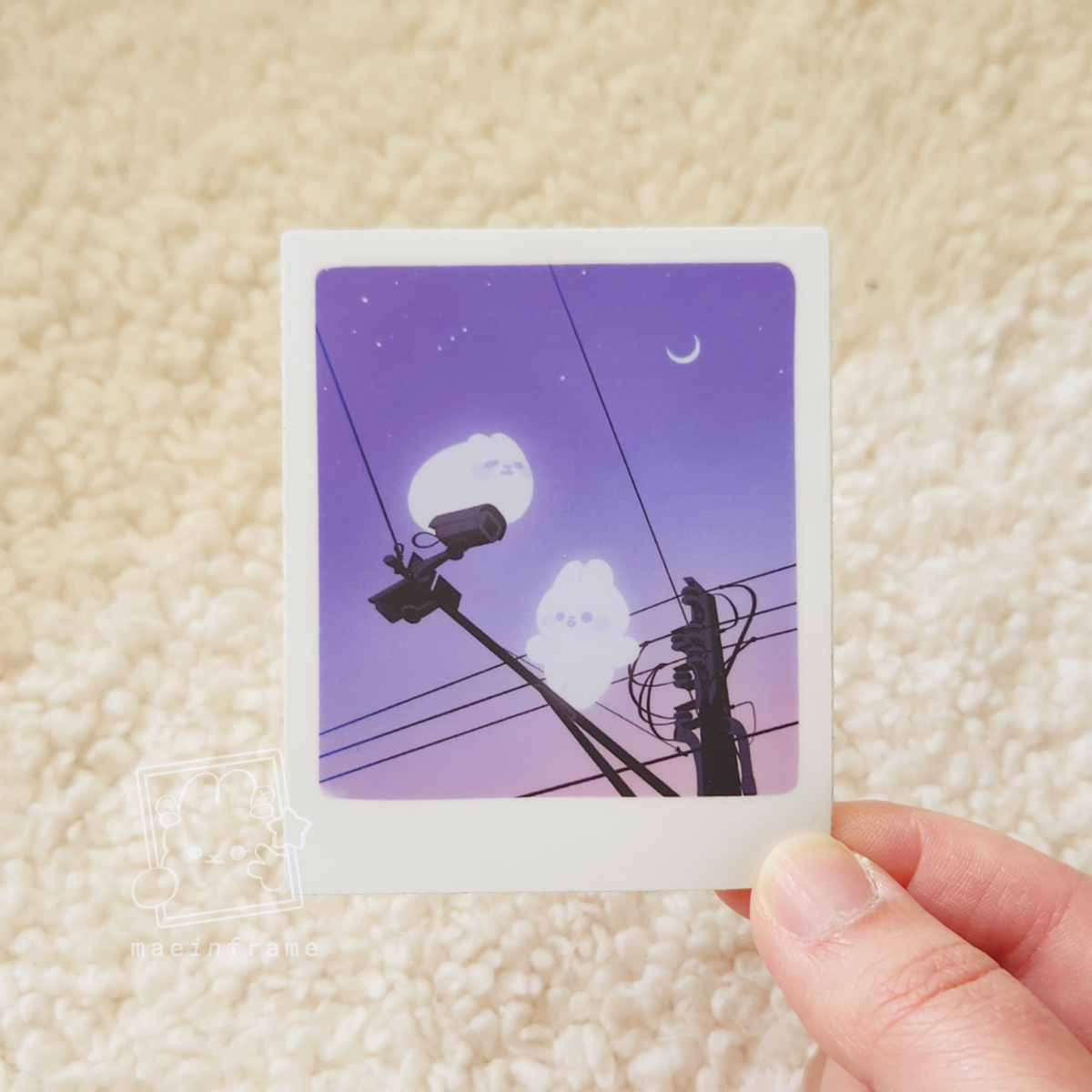 Ghost bun polaroid | diecut sticker