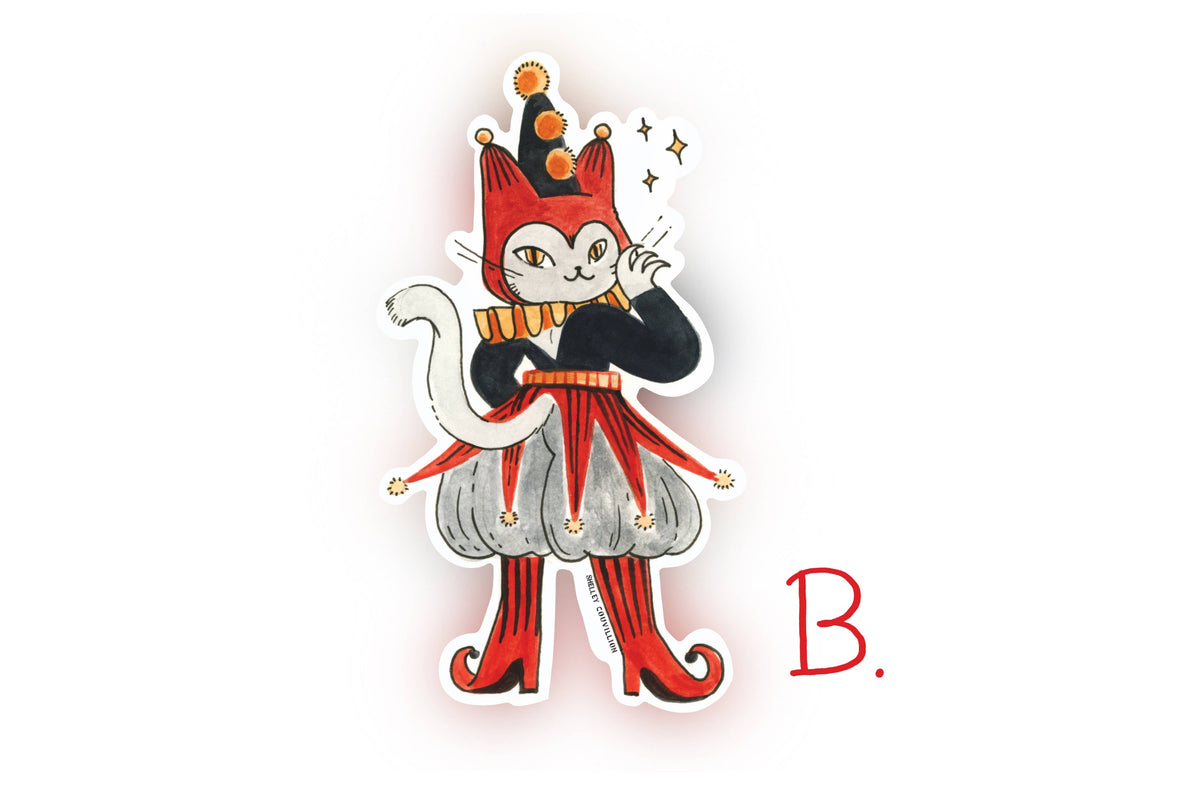 Medieval Animal Sticker Series - Jester Cat B