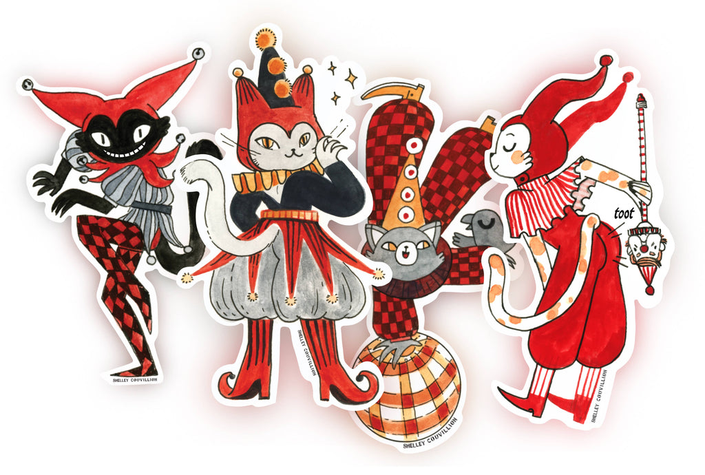 Medieval Animal Sticker Series - Jester Cat B