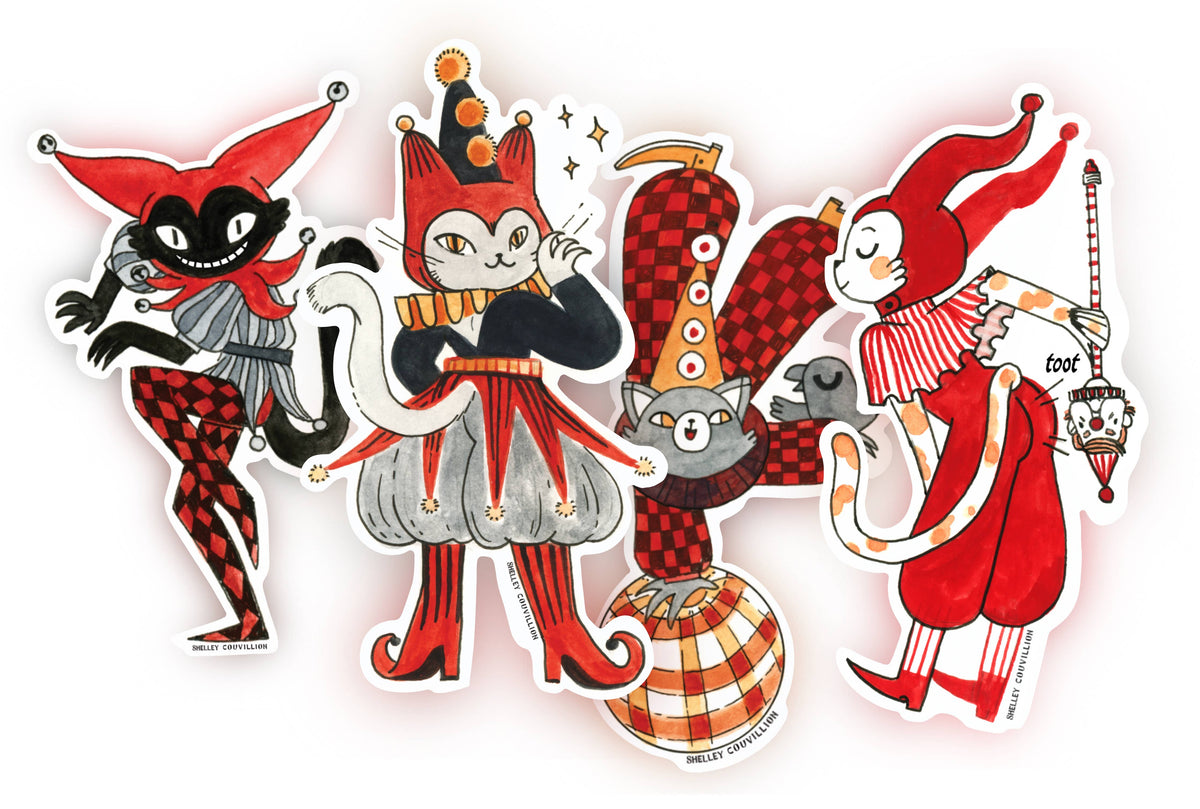 Medieval Animal Sticker Series - Jester Cat C