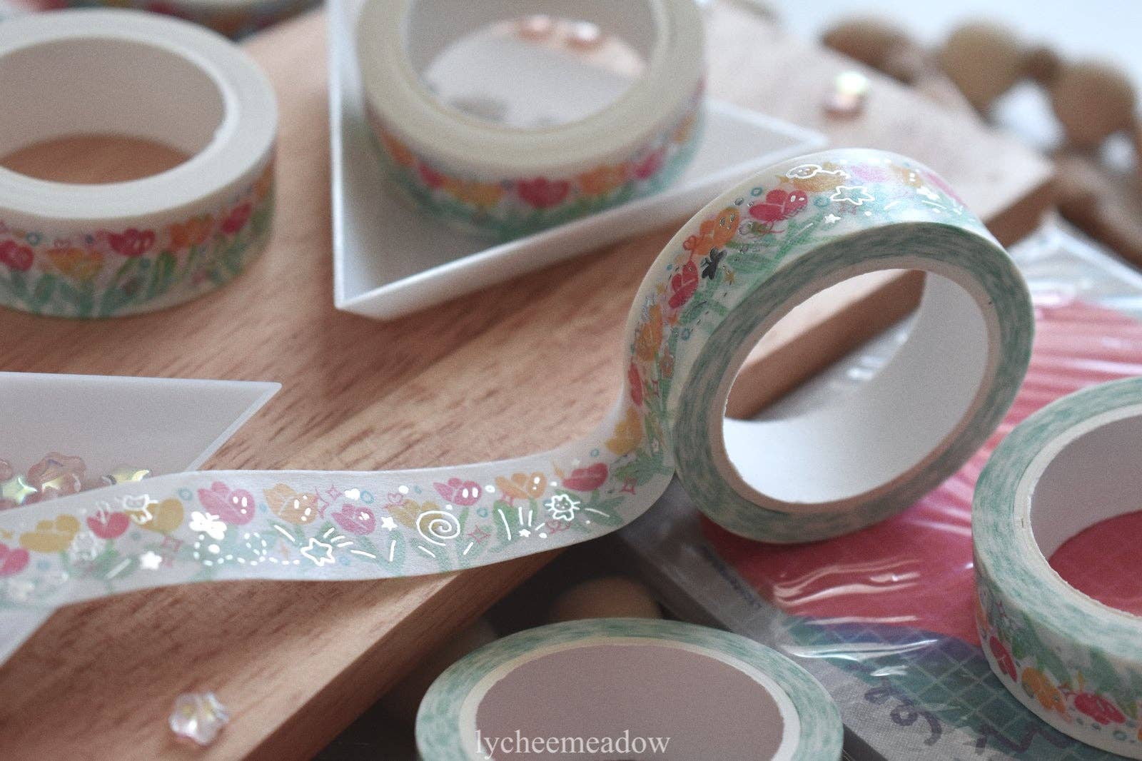 Tulips Silver Metallic Foil Washi Tape