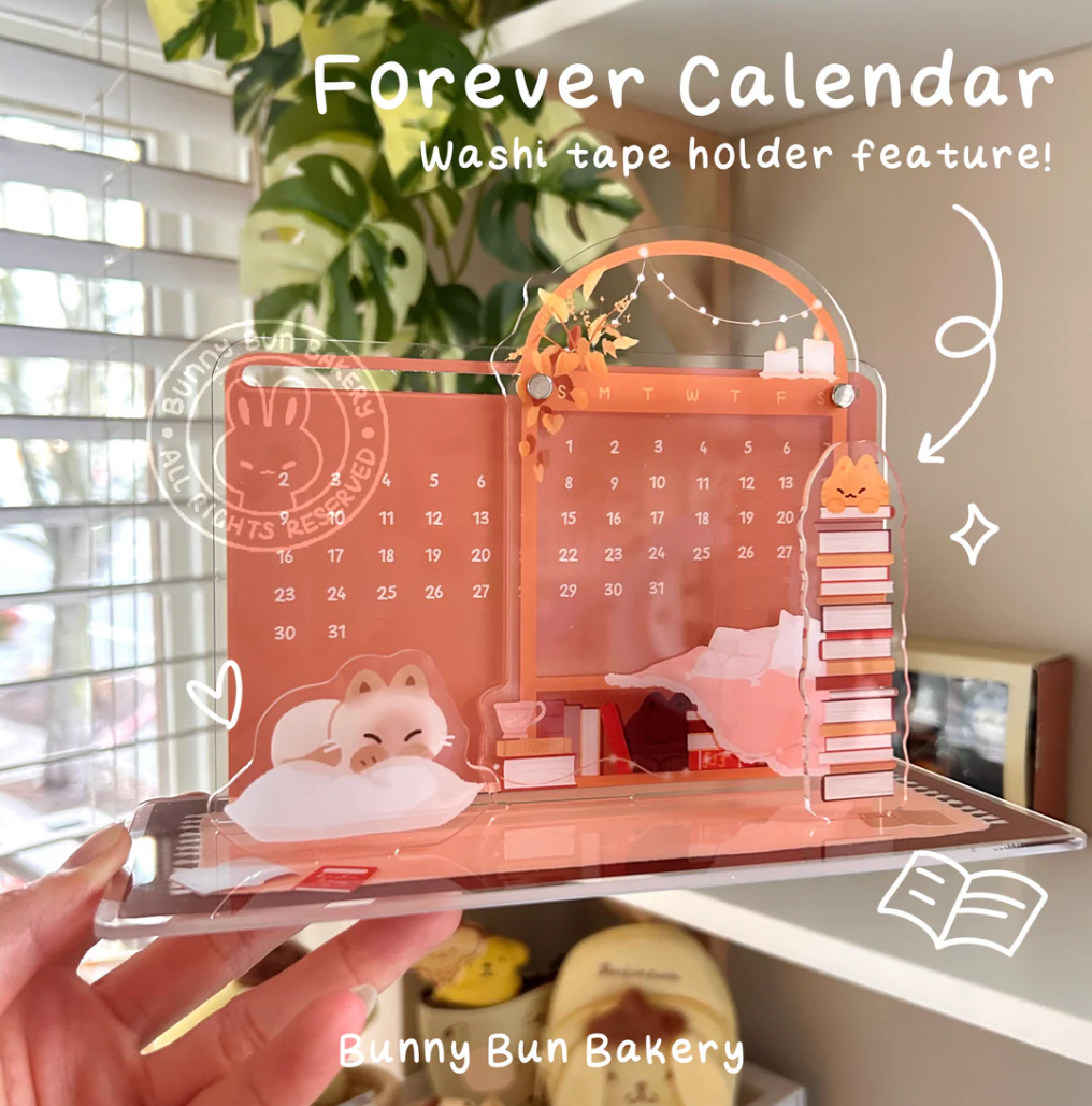 Never Expiring Calendar Standee - Cozy Book Nook