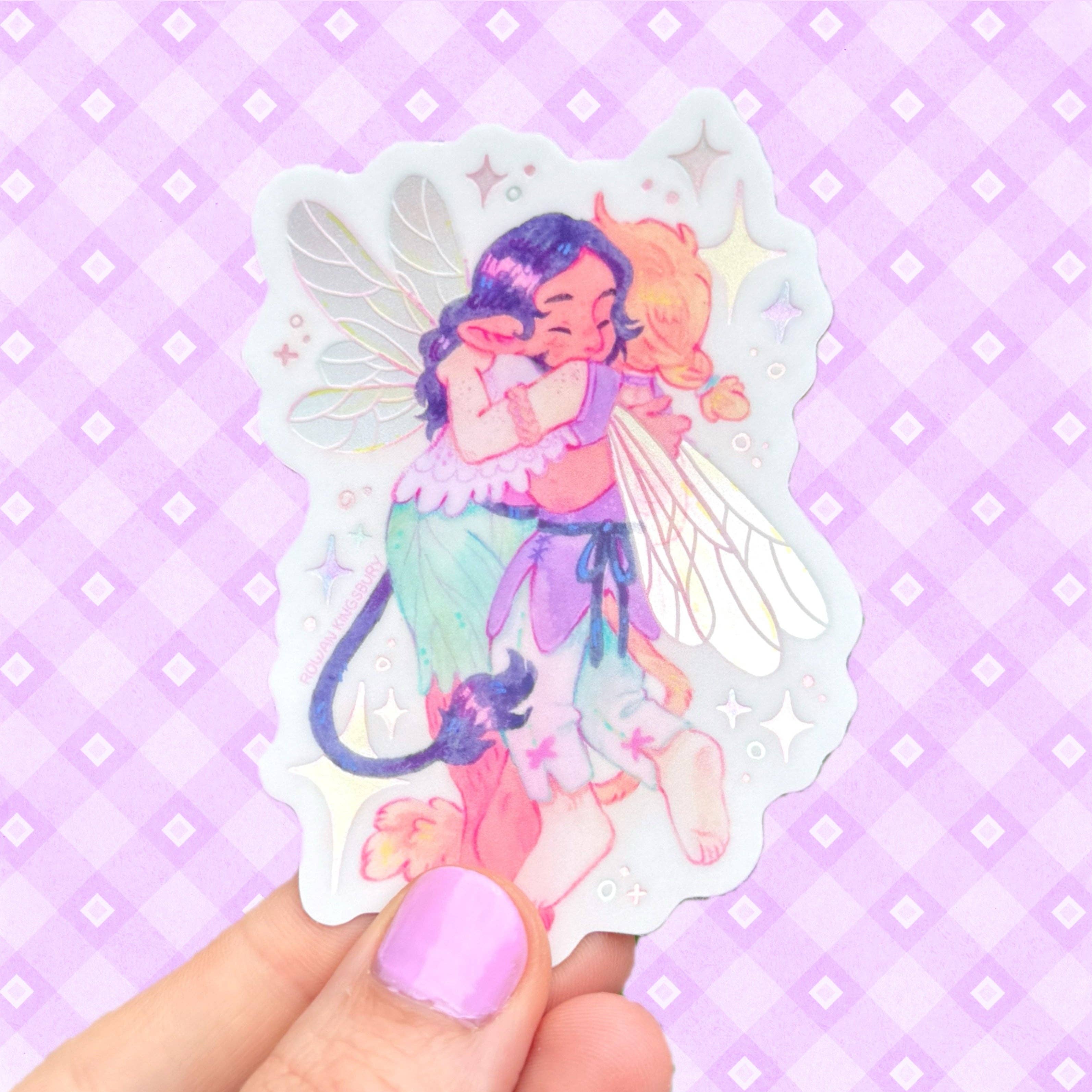 Fairy Hug Iridescent Sticker