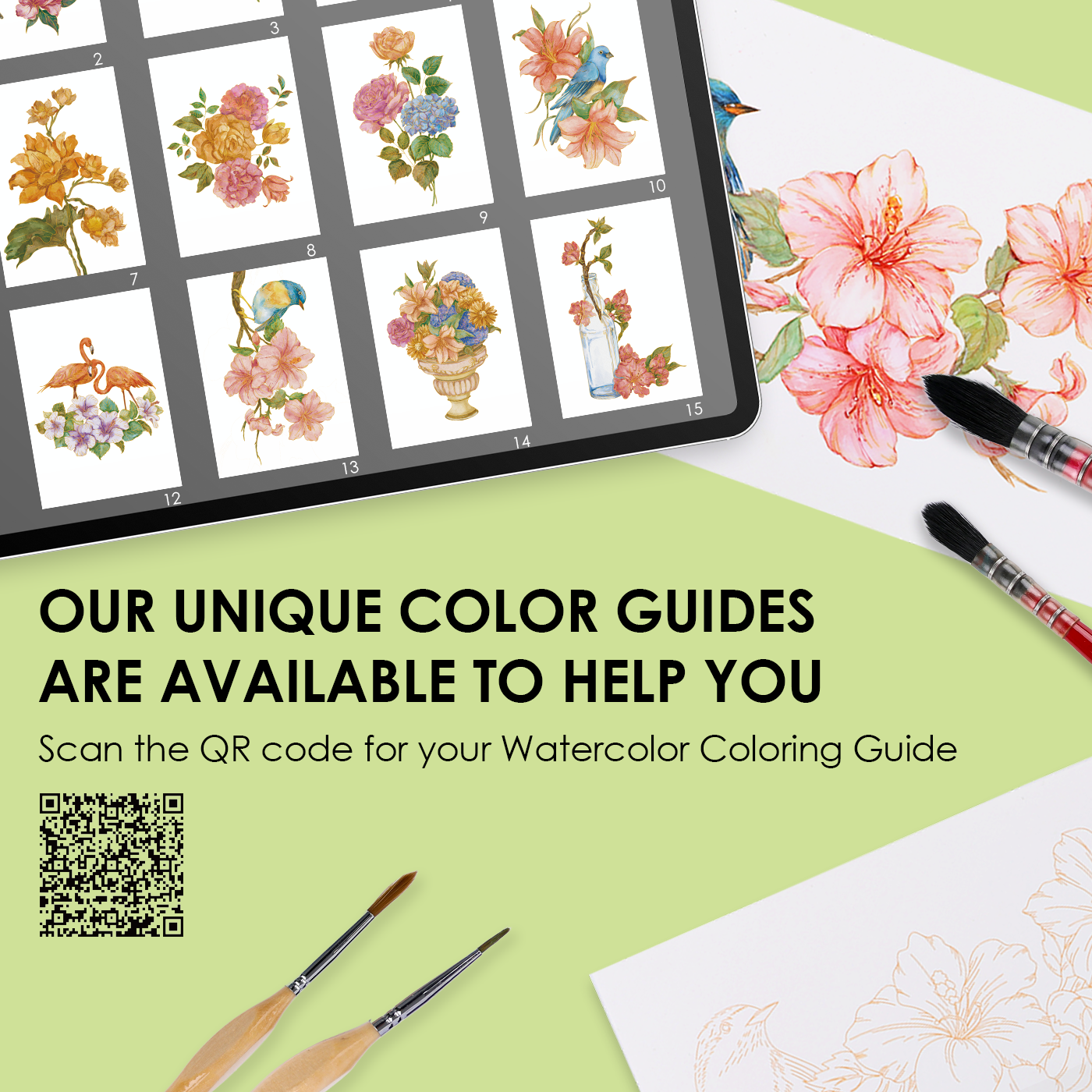 Grabie - 140LB Floral-Themed Watercolor Coloring Book