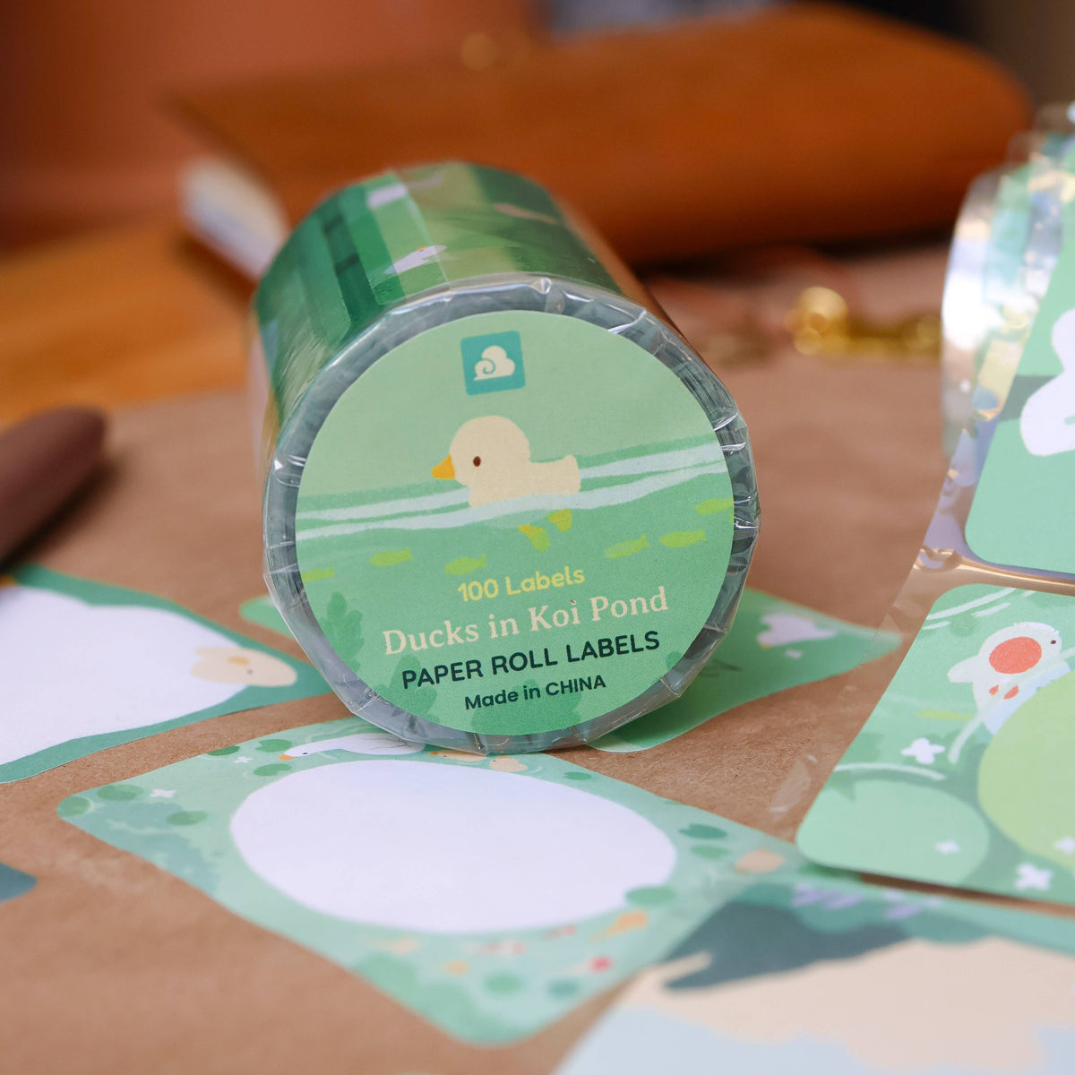 Paper Roll Labels - Ducks in Koi Pond
