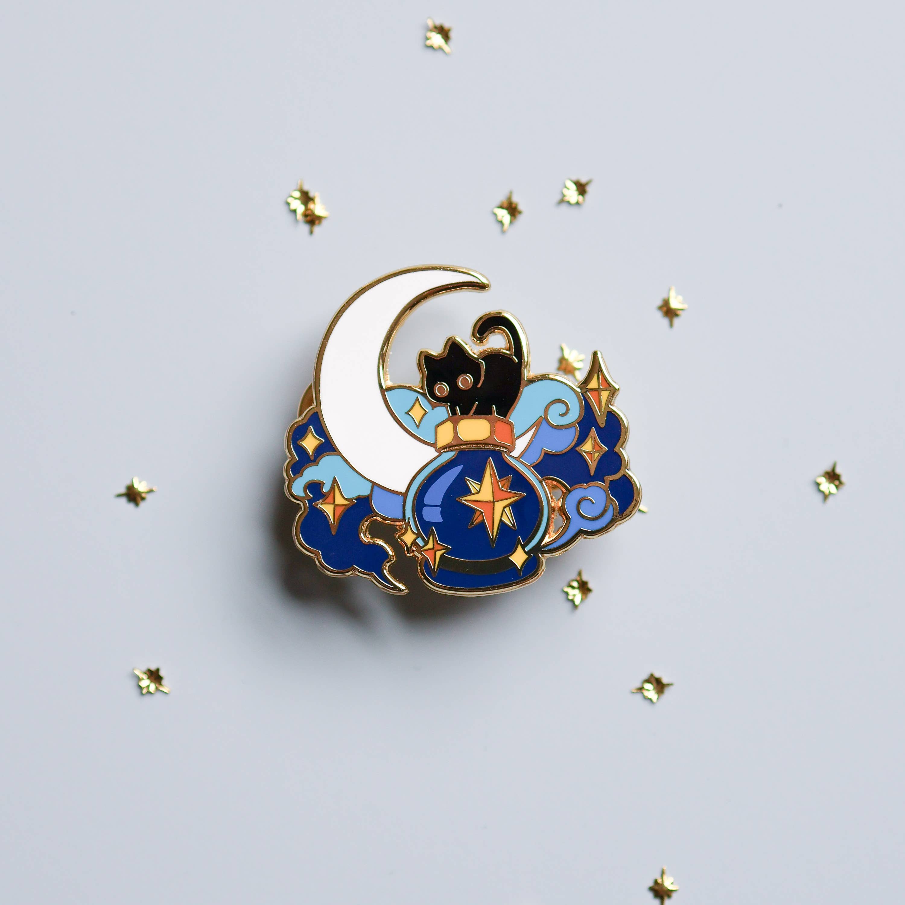 Enamel Pin - Deep Sky and a Black Cat