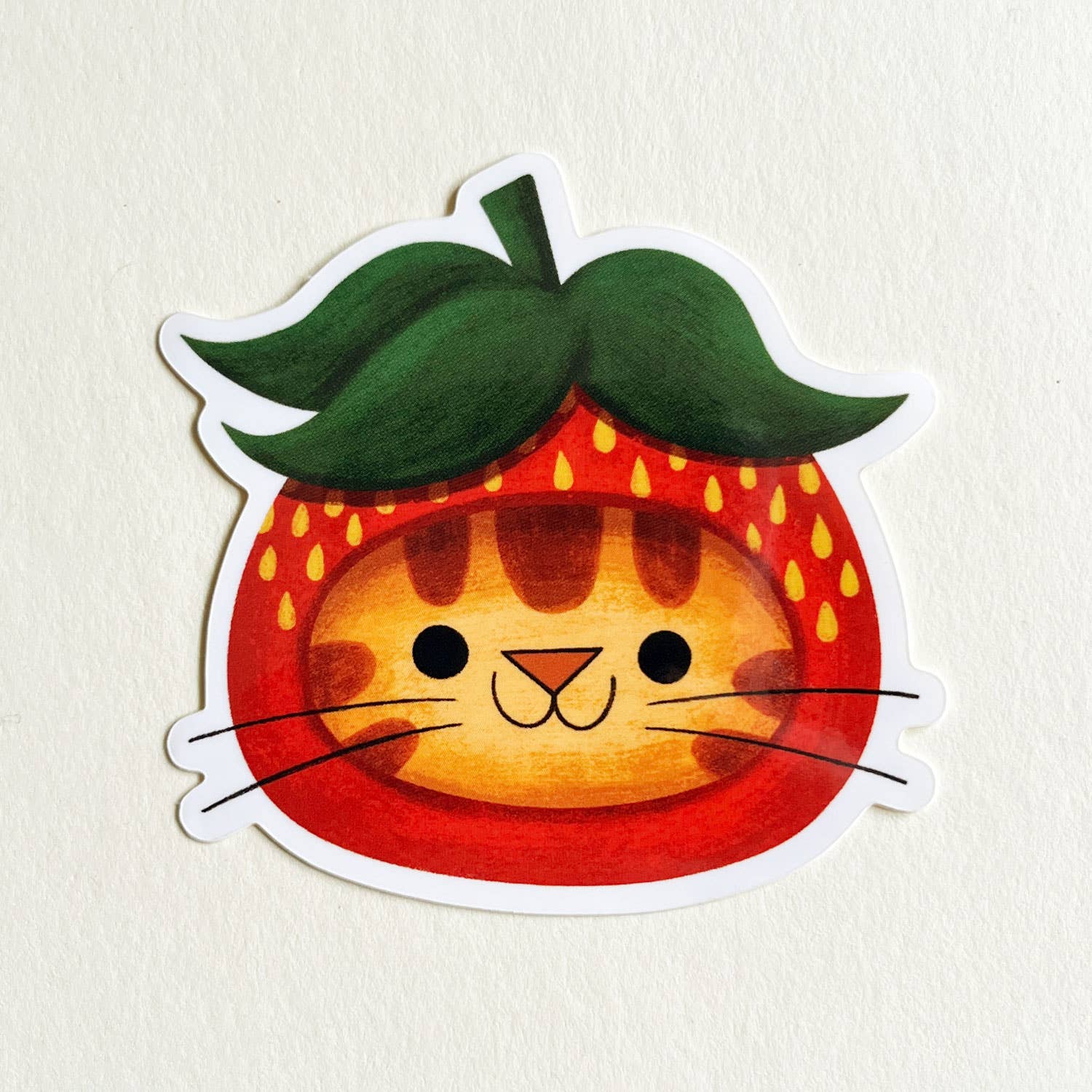 Strawberry Hat Cat (Orange Tabby) Sticker