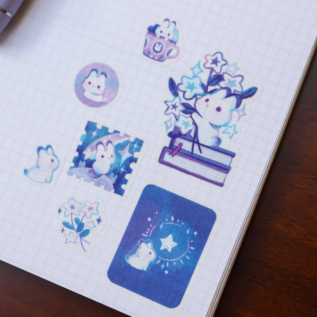 Sticker Sheet (Washi) - Rabbit and Shooting Stars