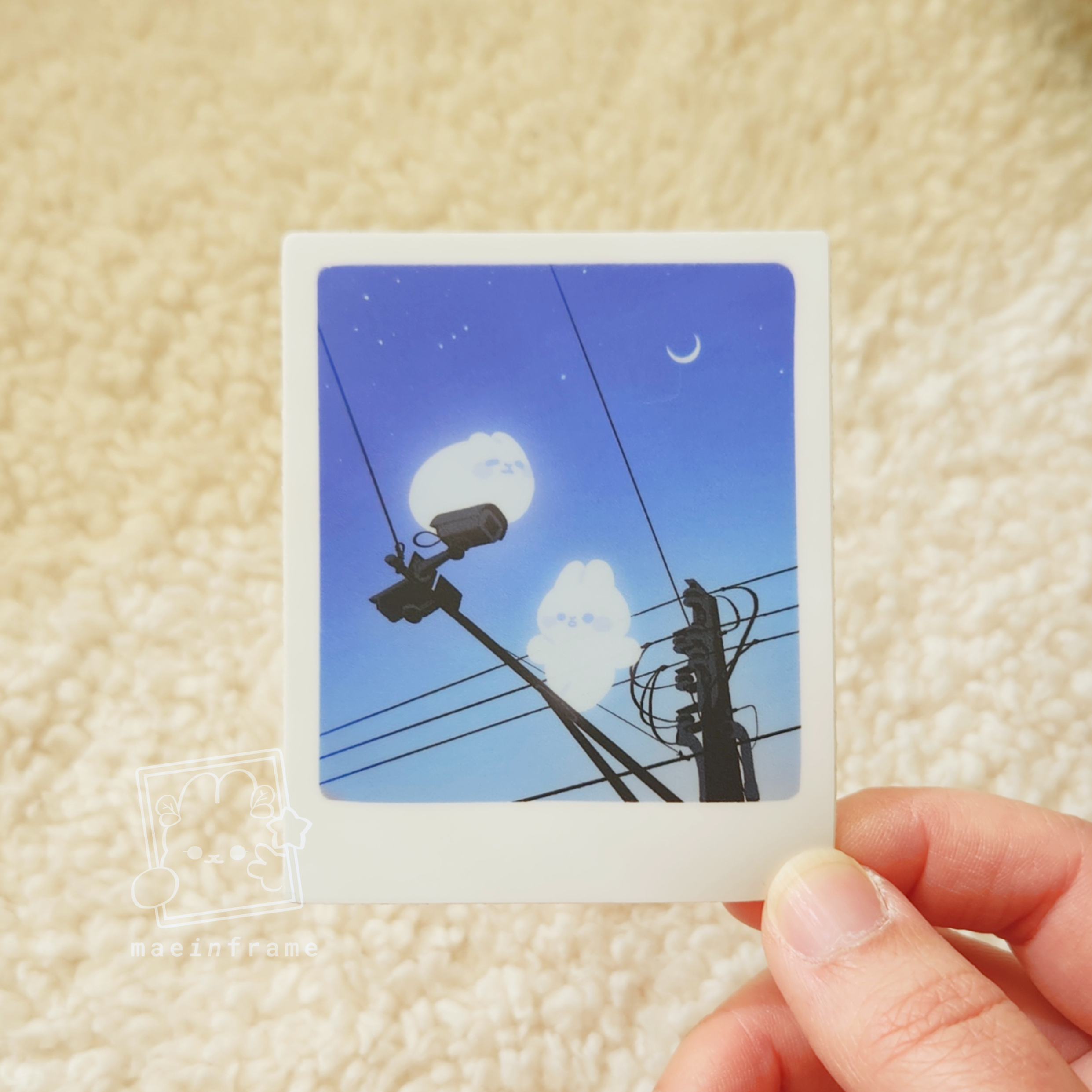 Ghost bun polaroid | diecut sticker