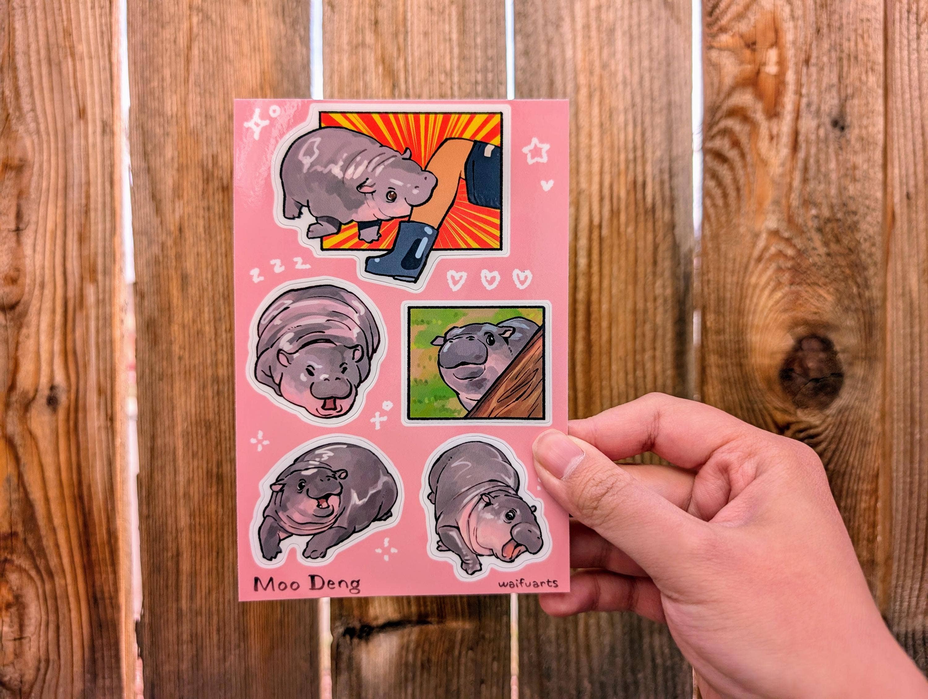 Moo Deng Vinyl Sticker Sheet