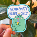 Frog vinyl sticker - Head empty vibes only