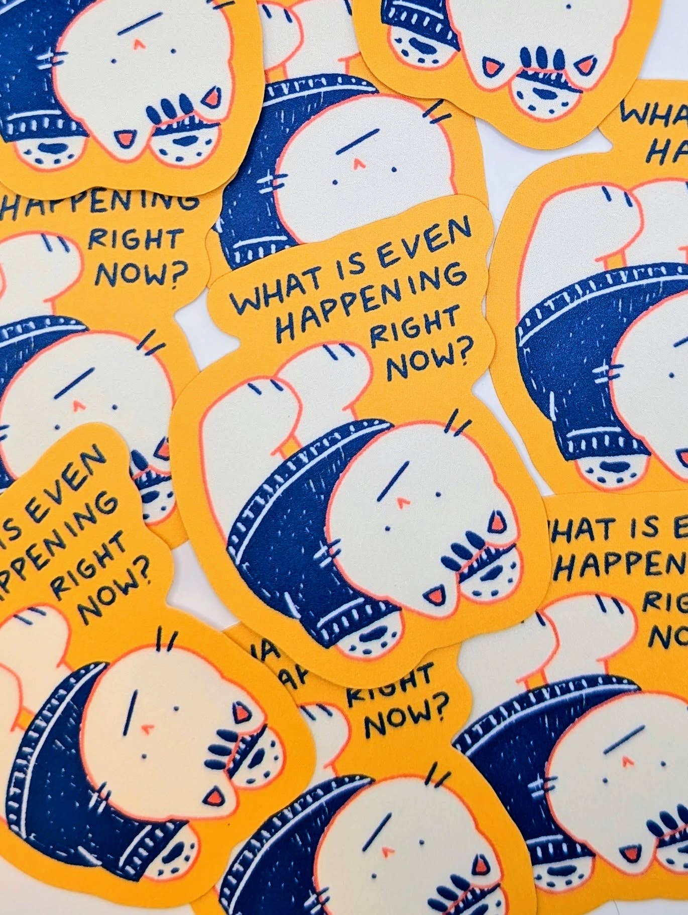 Existential Cat Crisis – "What Is Even Happening?" Sticker