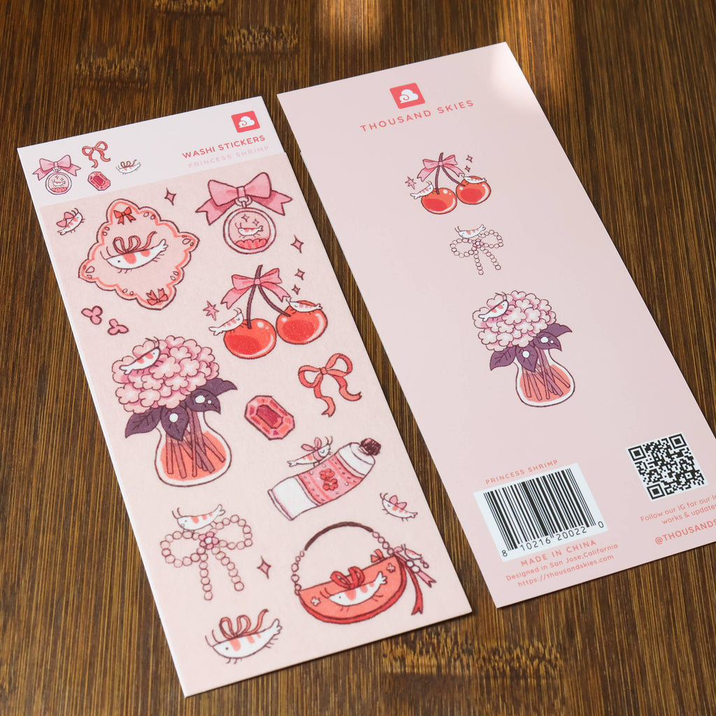 Sticker Sheet (Washi) - Princess Shrimp