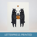 New Baby Bear Letterpress Greeting Card by Fugu Fugu