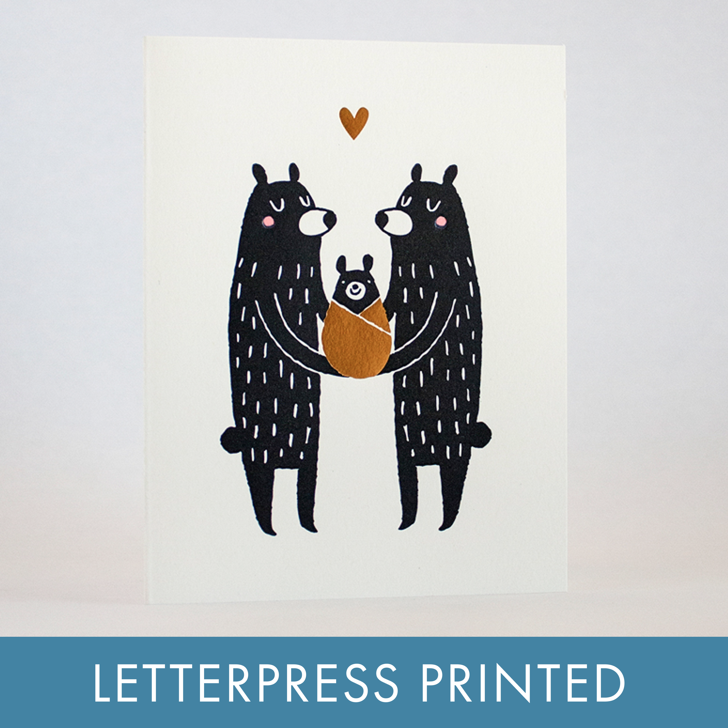 New Baby Bear Letterpress Greeting Card by Fugu Fugu