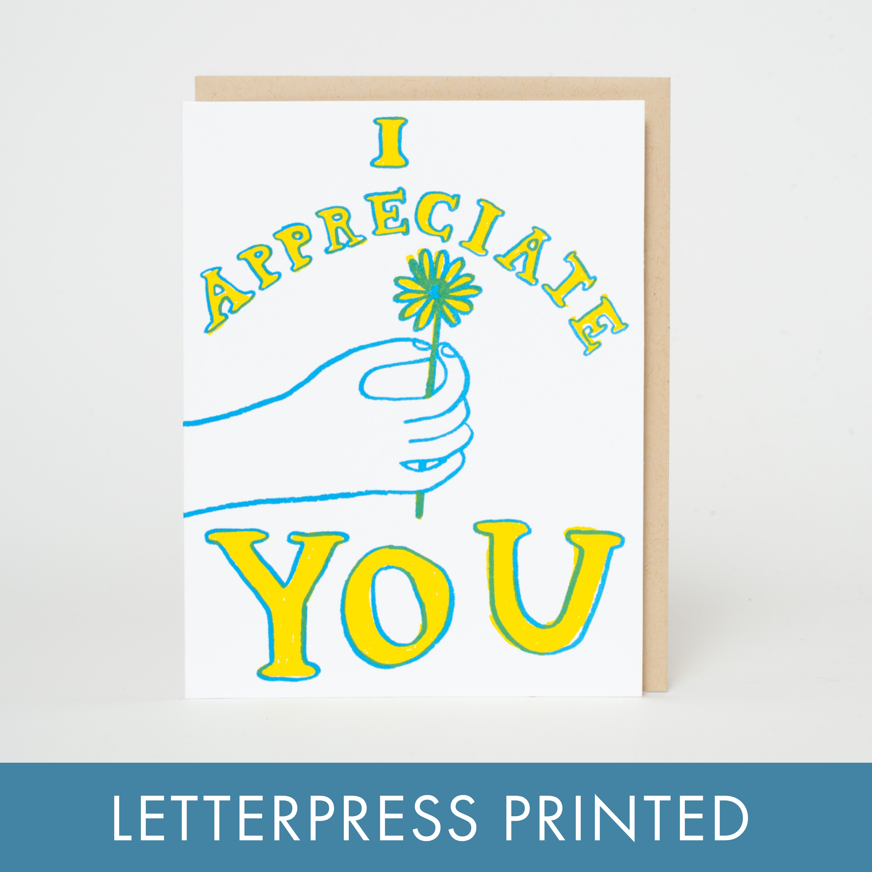 Appreciate You Flower Letterpress Greeting Card by Egg Press