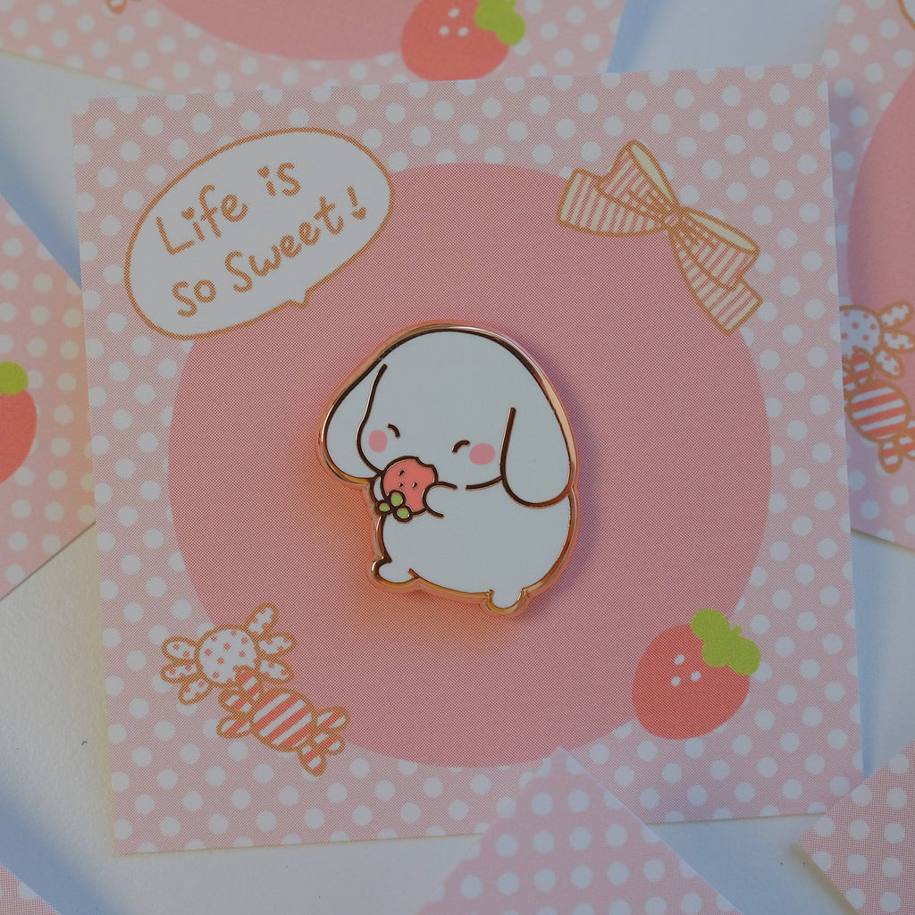 Strawberry Bunny Enamel Pin