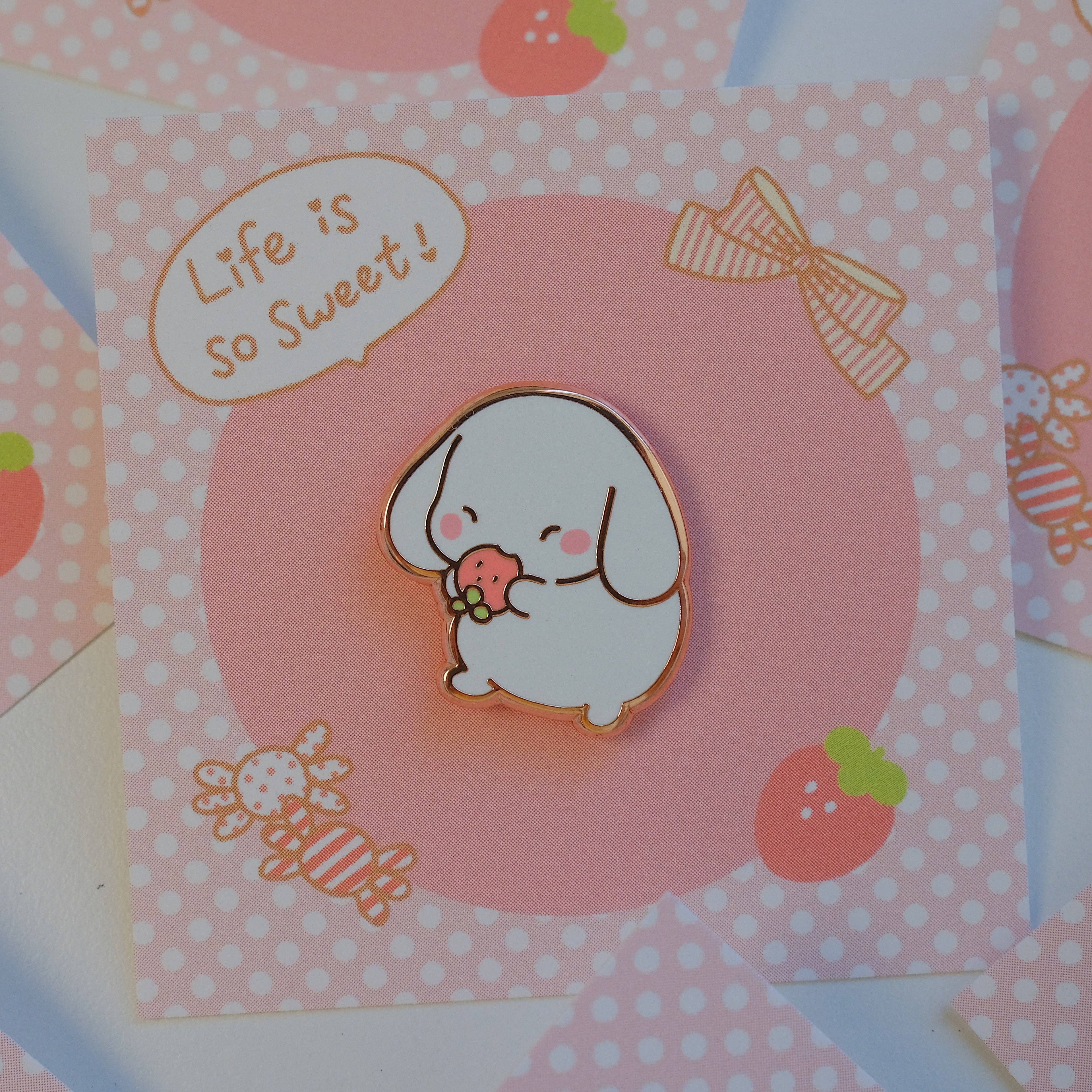 Strawberry Bunny Enamel Pin