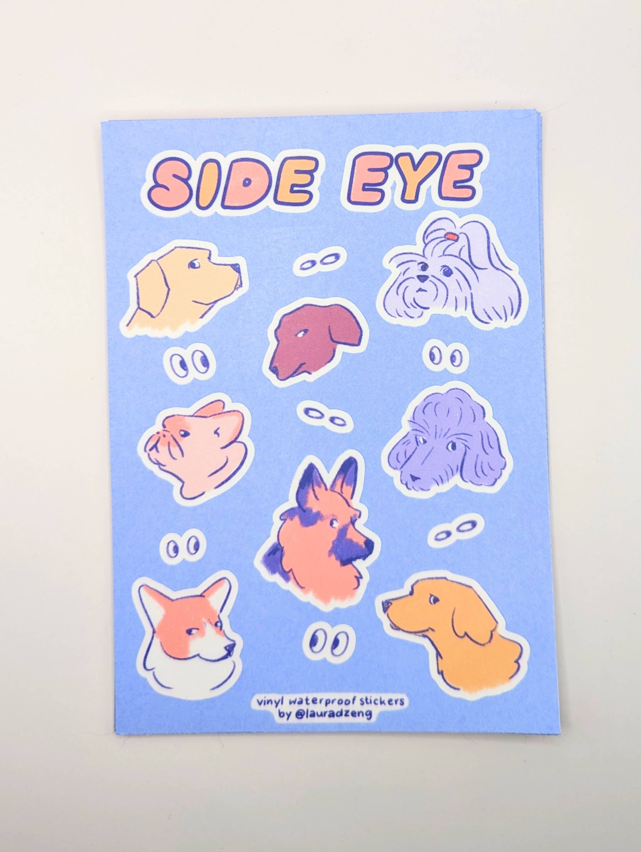 Judgmental Dog Side Eye Vinyl Sticker Sheet