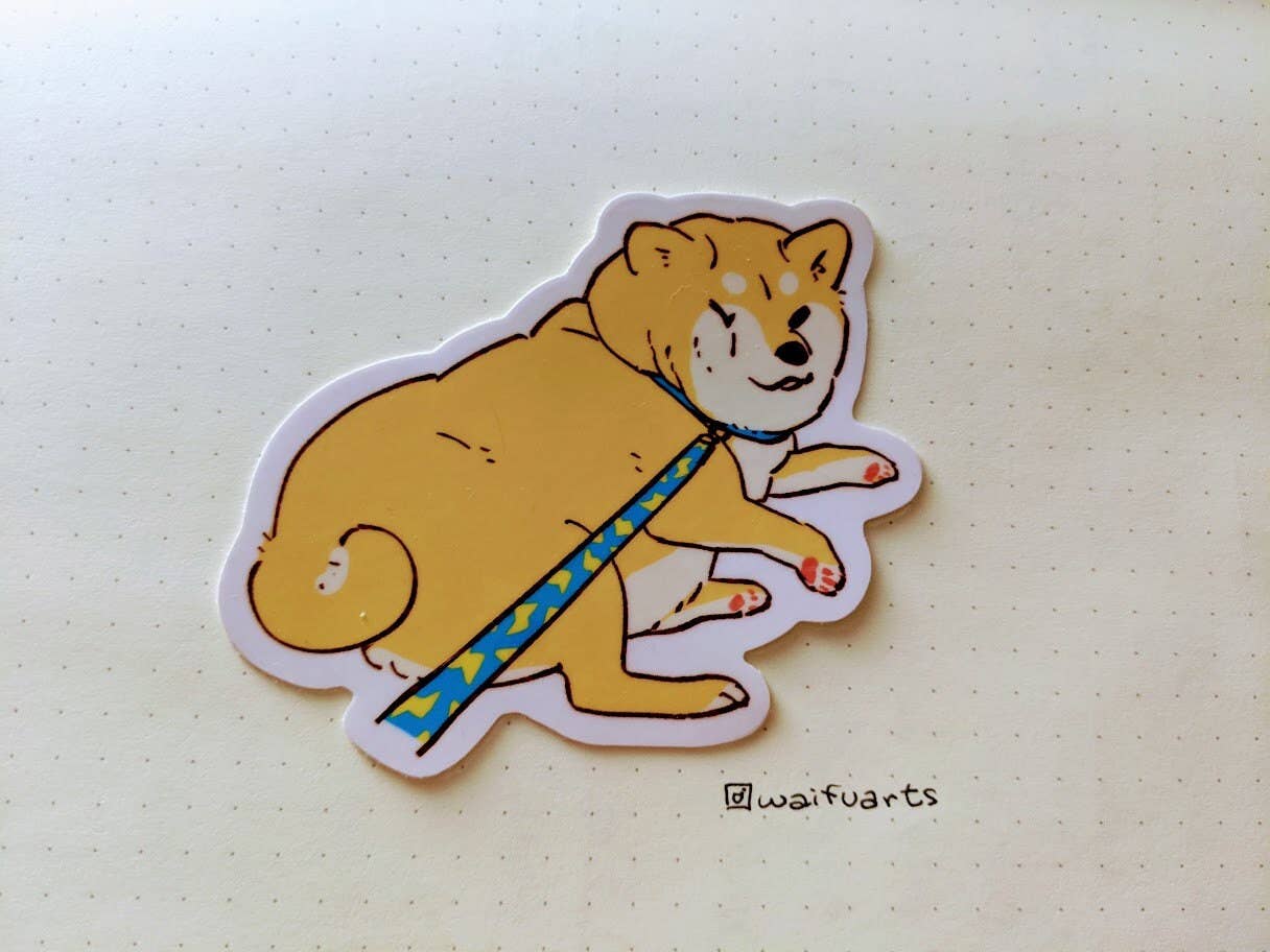 Reluctant Shiba Inu Vinyl Sticker #5