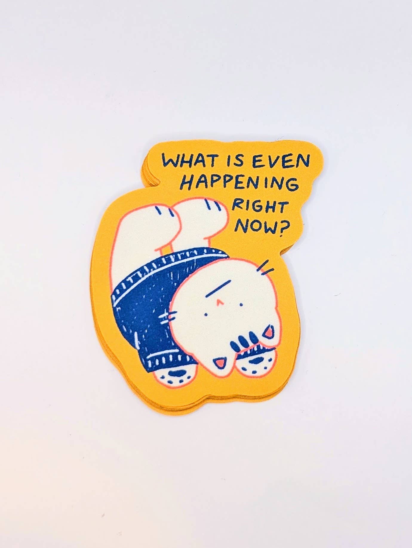 Existential Cat Crisis – "What Is Even Happening?" Sticker