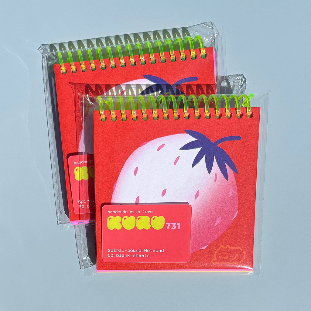 White Strawberry Spiral Notepad