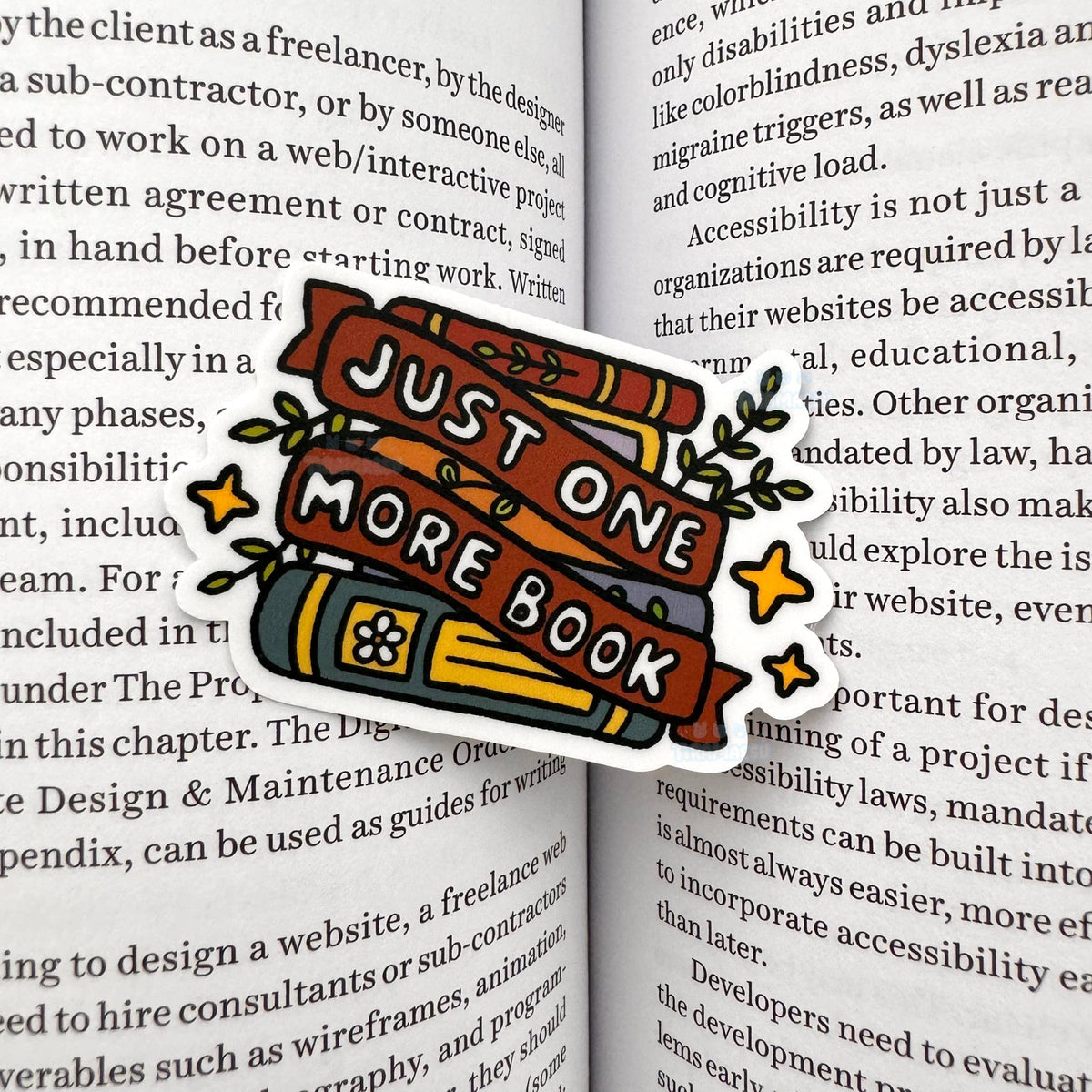 Just One More Book Matte Sticker