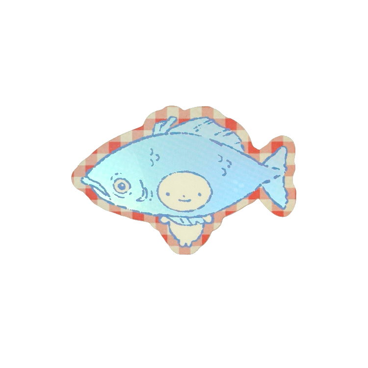 Fish Bun Holographic Vinyl Sticker