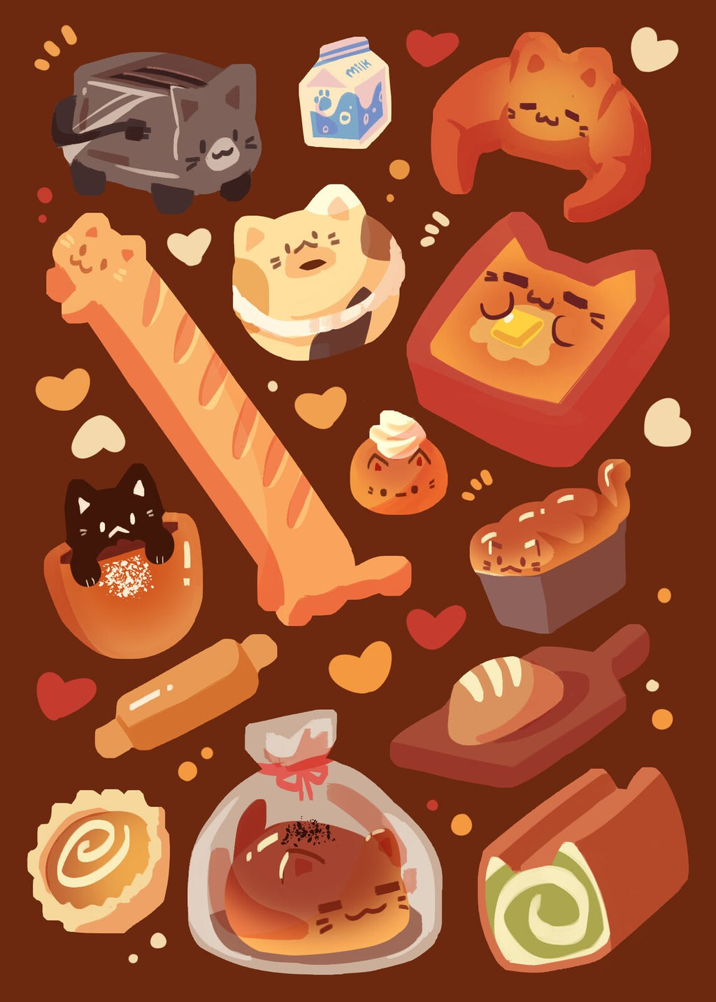 Cat Bread Sticker Sheet