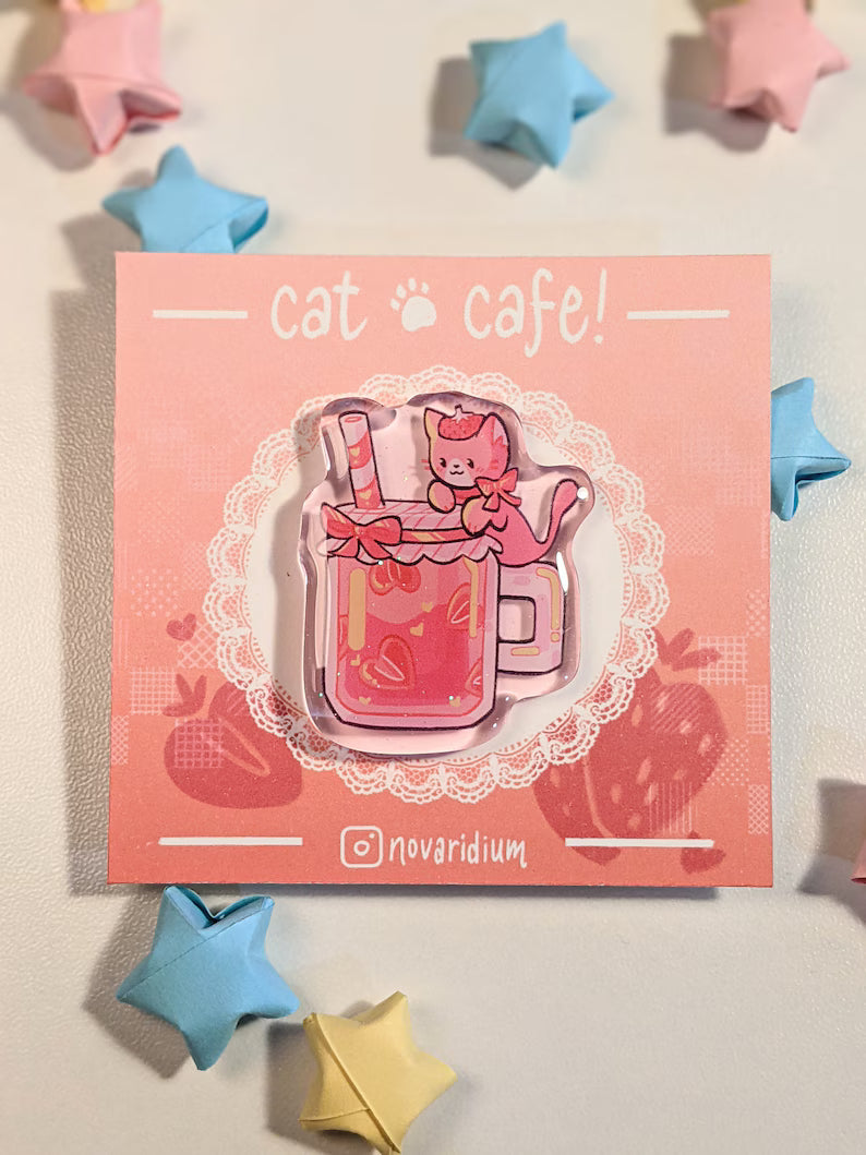 Cat Cafe Glitter Acrylic Pen