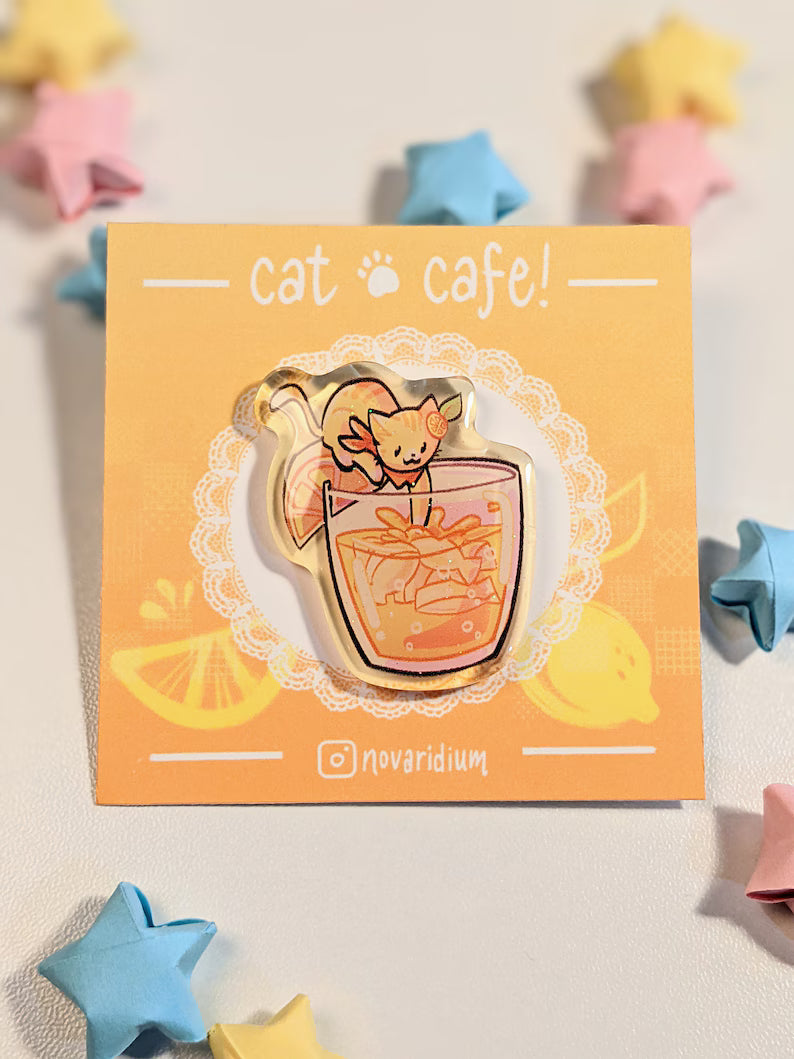 Cat Cafe Glitter Acrylic Pen