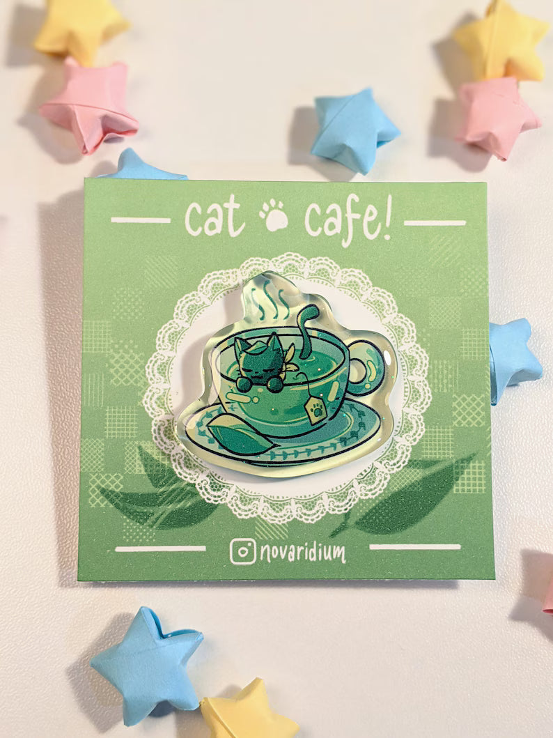 Cat Cafe Glitter Acrylic Pen