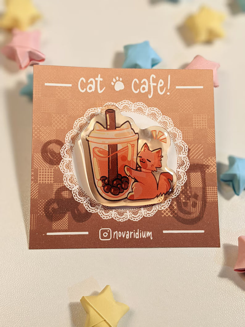 Cat Cafe Glitter Acrylic Pen