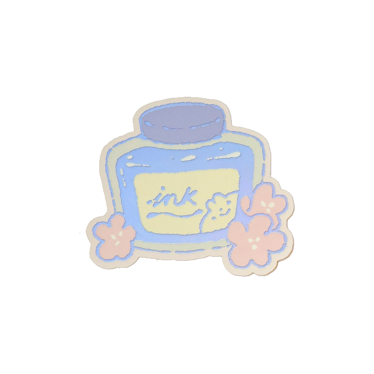 Ink Bottle Holographic Vinyl Sticker