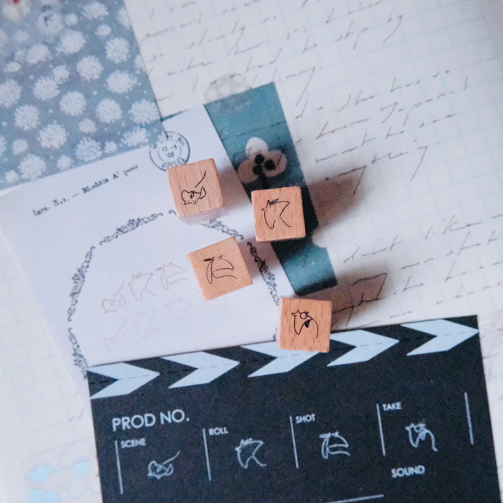 Wooden Stamp Set of 4 - Tiny Mikan Manta