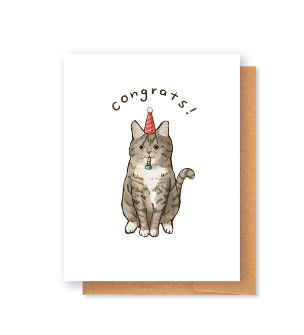 Congrats! Tabby Cat Greeting Card